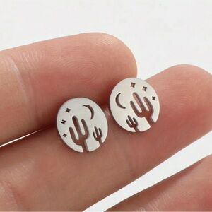 Cactus Moon stainless steel stud Earrings. Various colour options available.